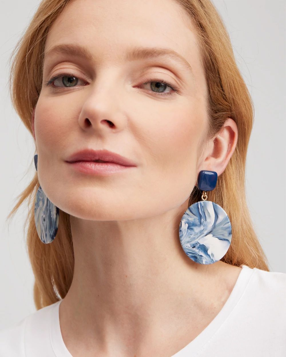 Blue Tie Dye Drop Earrings