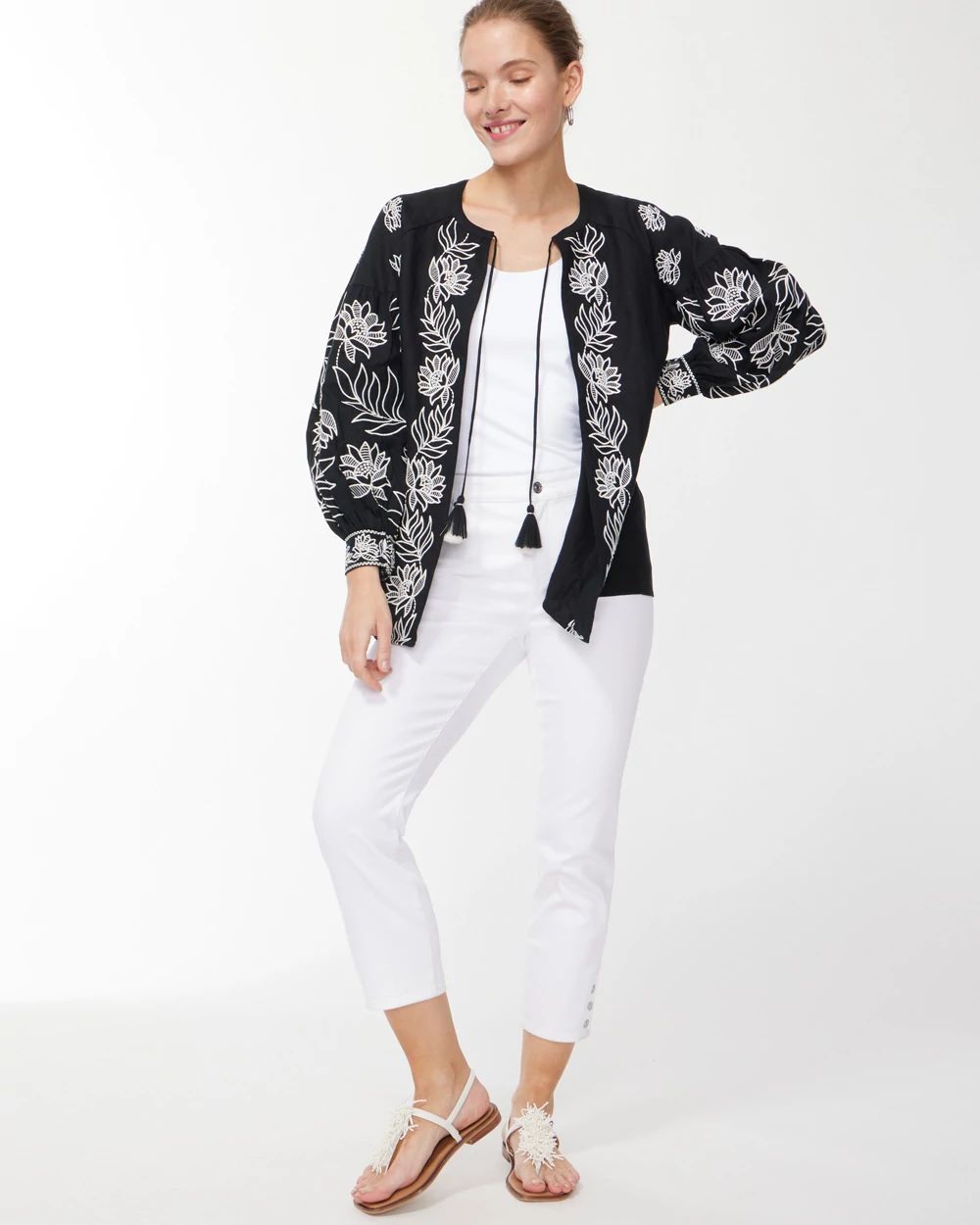Linen Embroidered Blouse Jacket