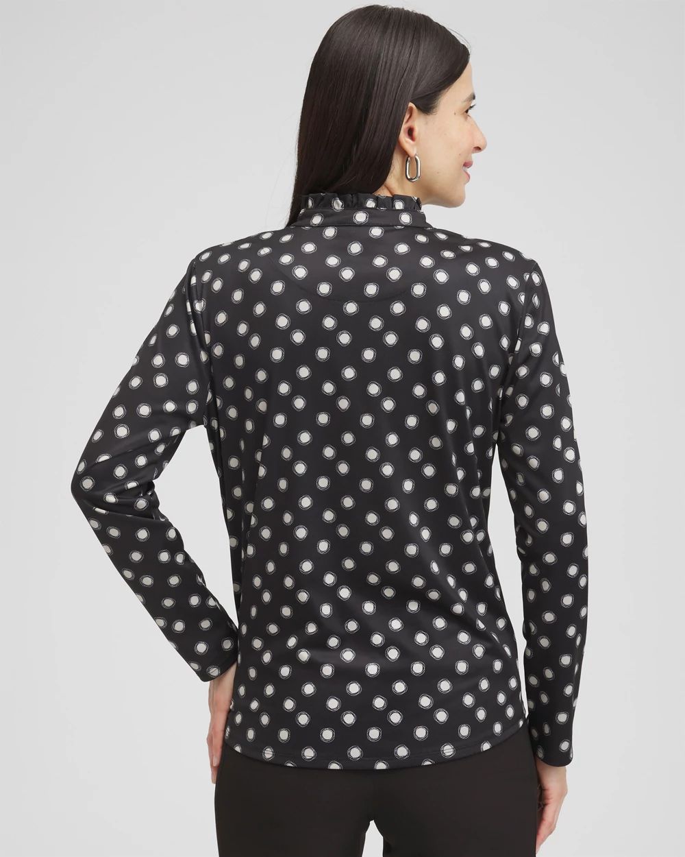 Zenergy® UPF Polka Dot Ruffle Neck Top