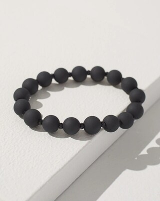 Black Matte Beaded Stretch Bracelet