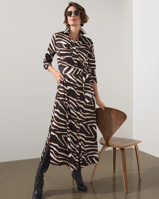 Animal Bands Maxi Shirt Dress