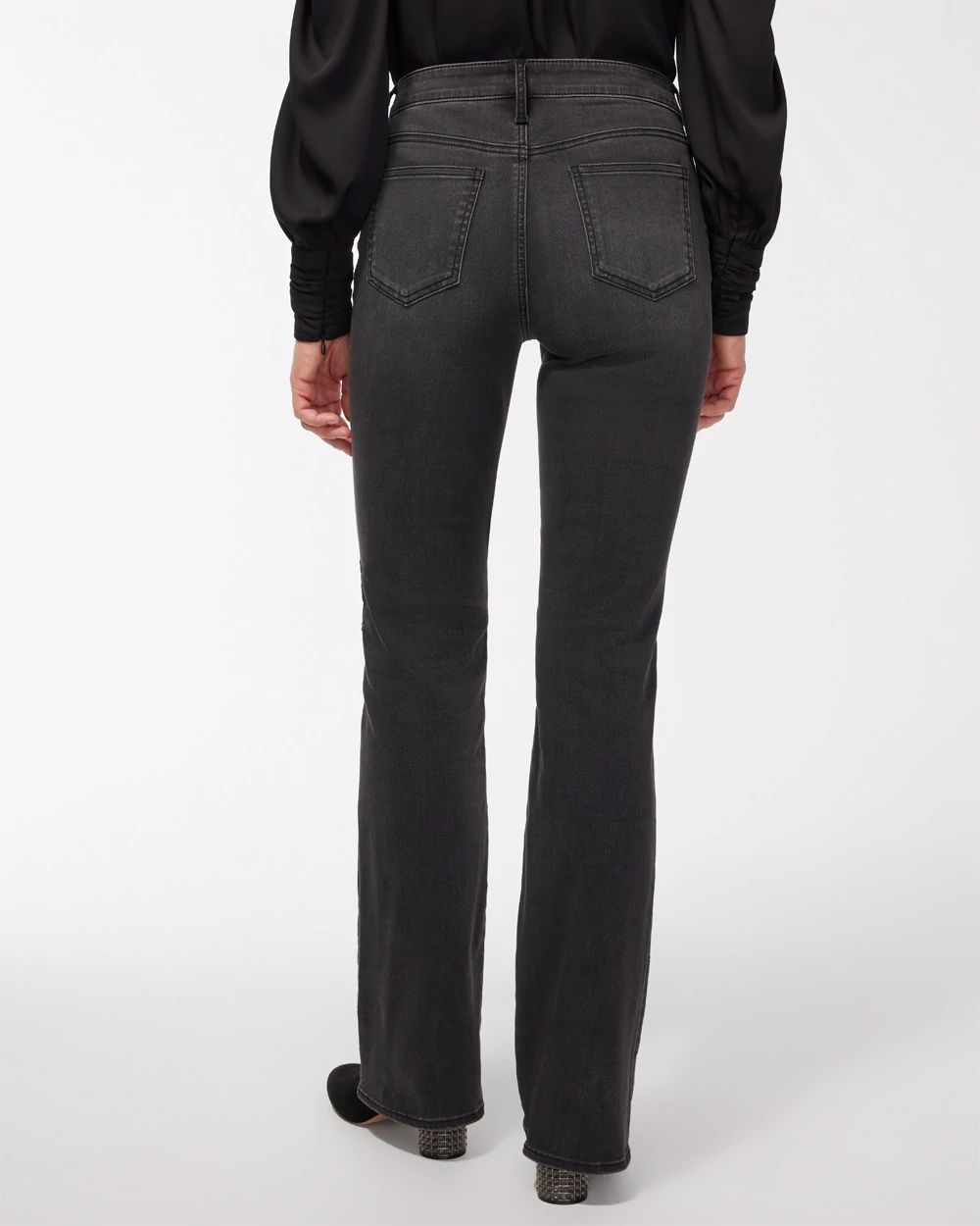 Girlfriend Tonal Embroidered Flare Jeans