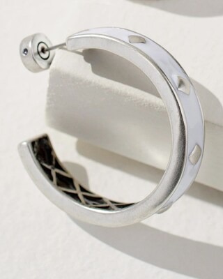 White Front to Back Hoop Earrings