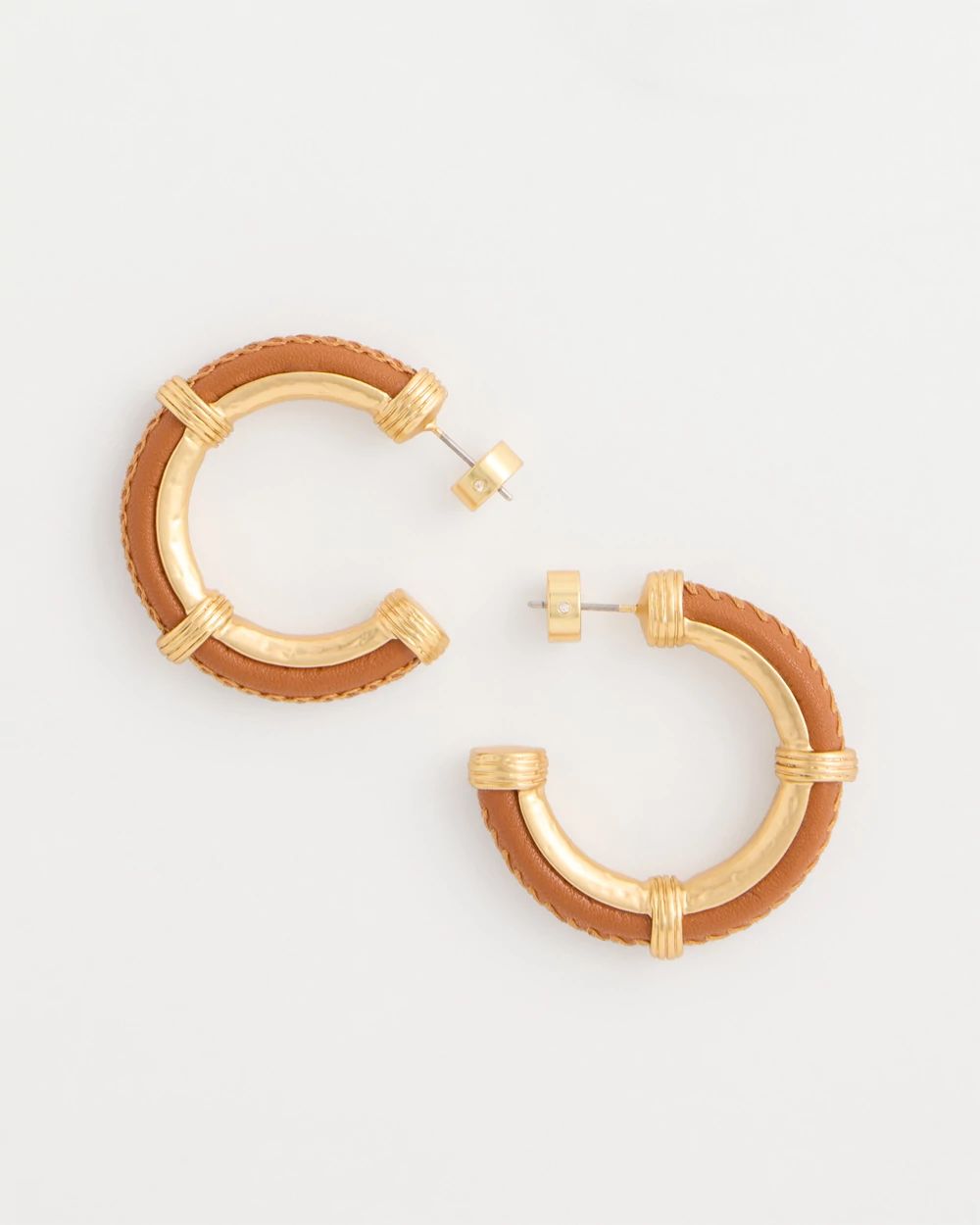 Faux Leather Hoop Earrings click to view larger image.