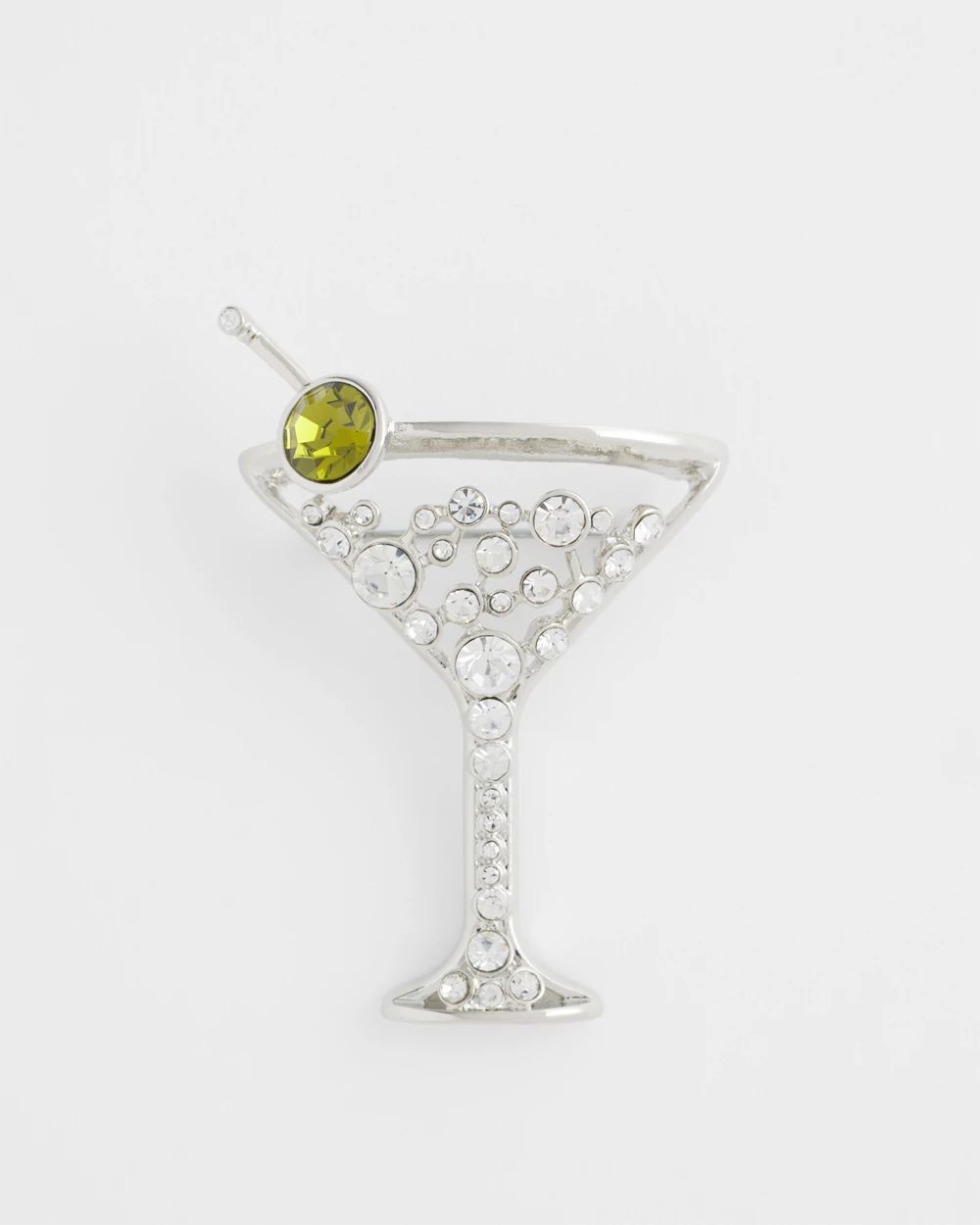 Rhinestone Martini Glass Brooch
