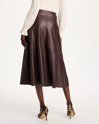 Chocolate Faux Leather Skirt click to view larger image.