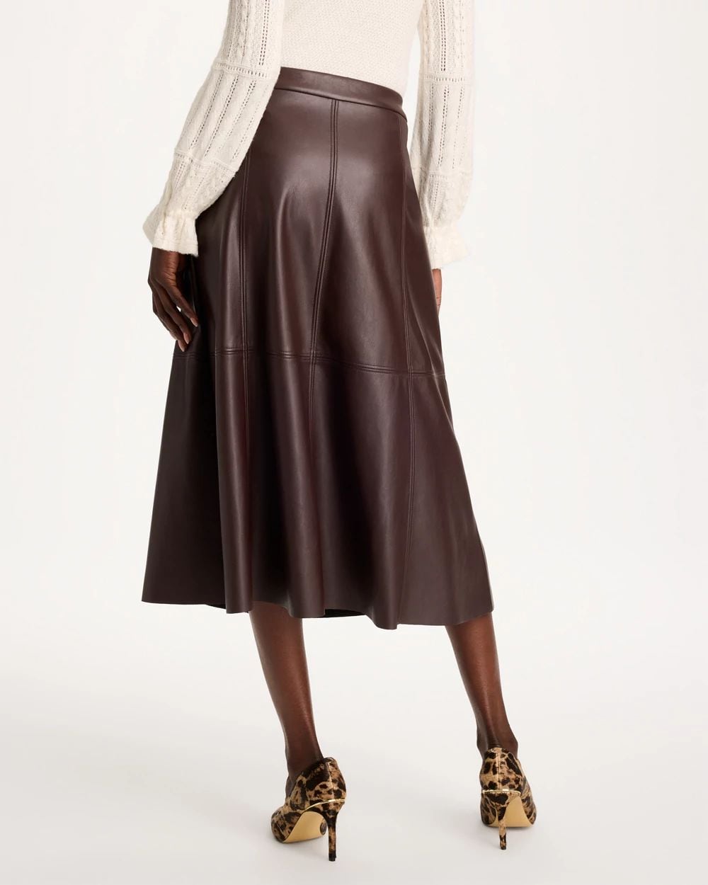 Chocolate Faux Leather Skirt click to view larger image.