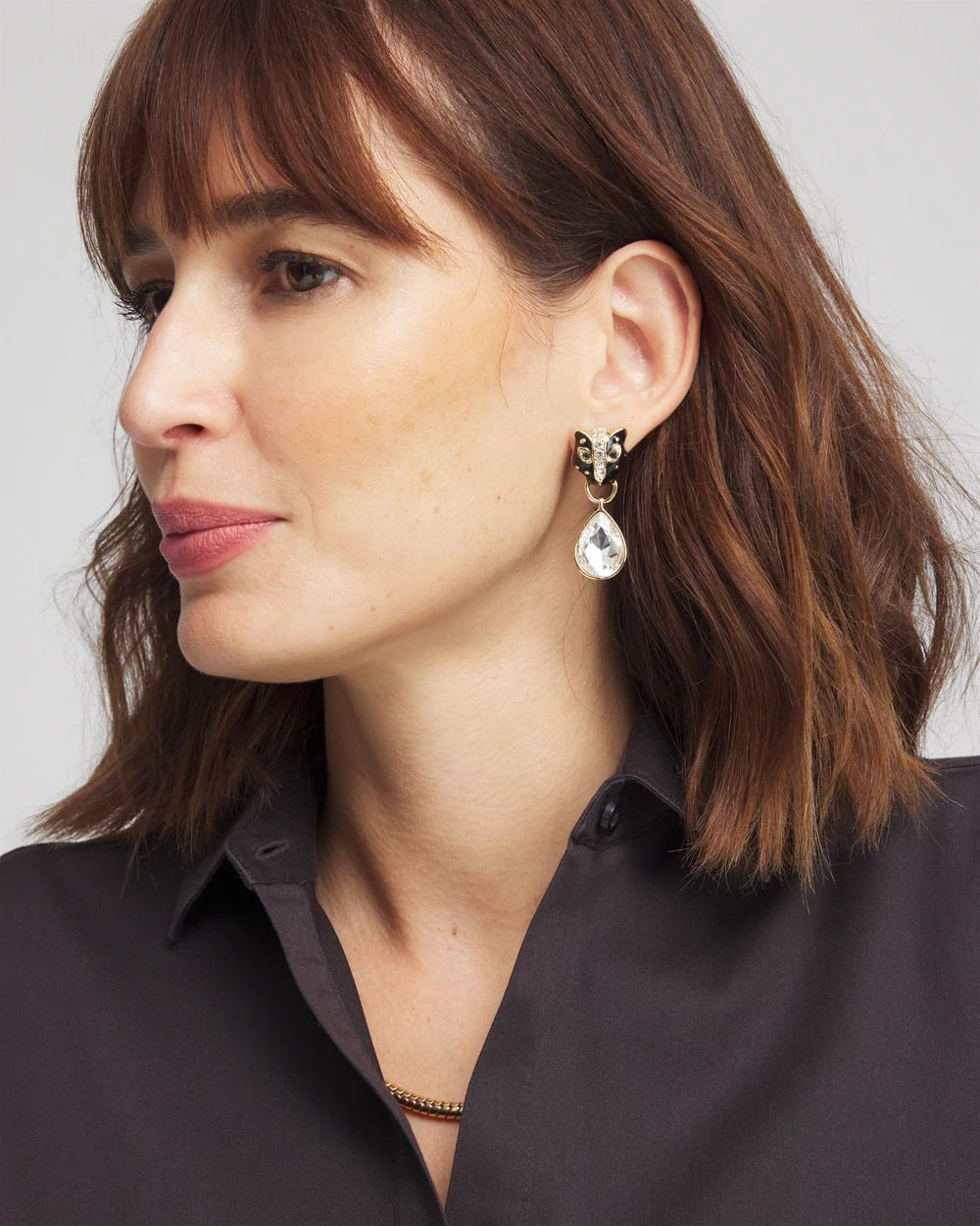 No Droop™ Jaguar Embellished Drop Earrings