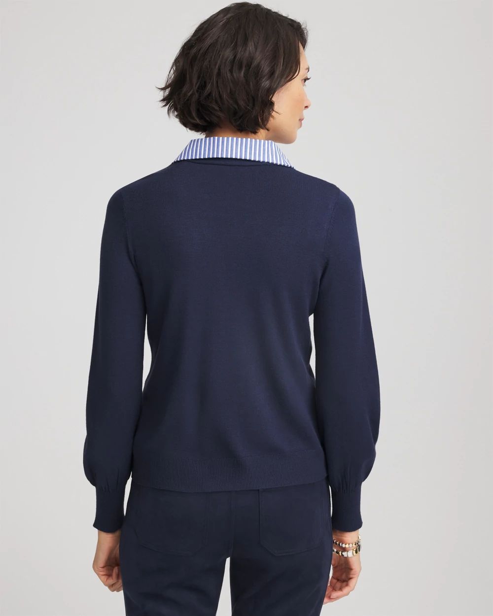 Striped Collared Cardigan Sweater