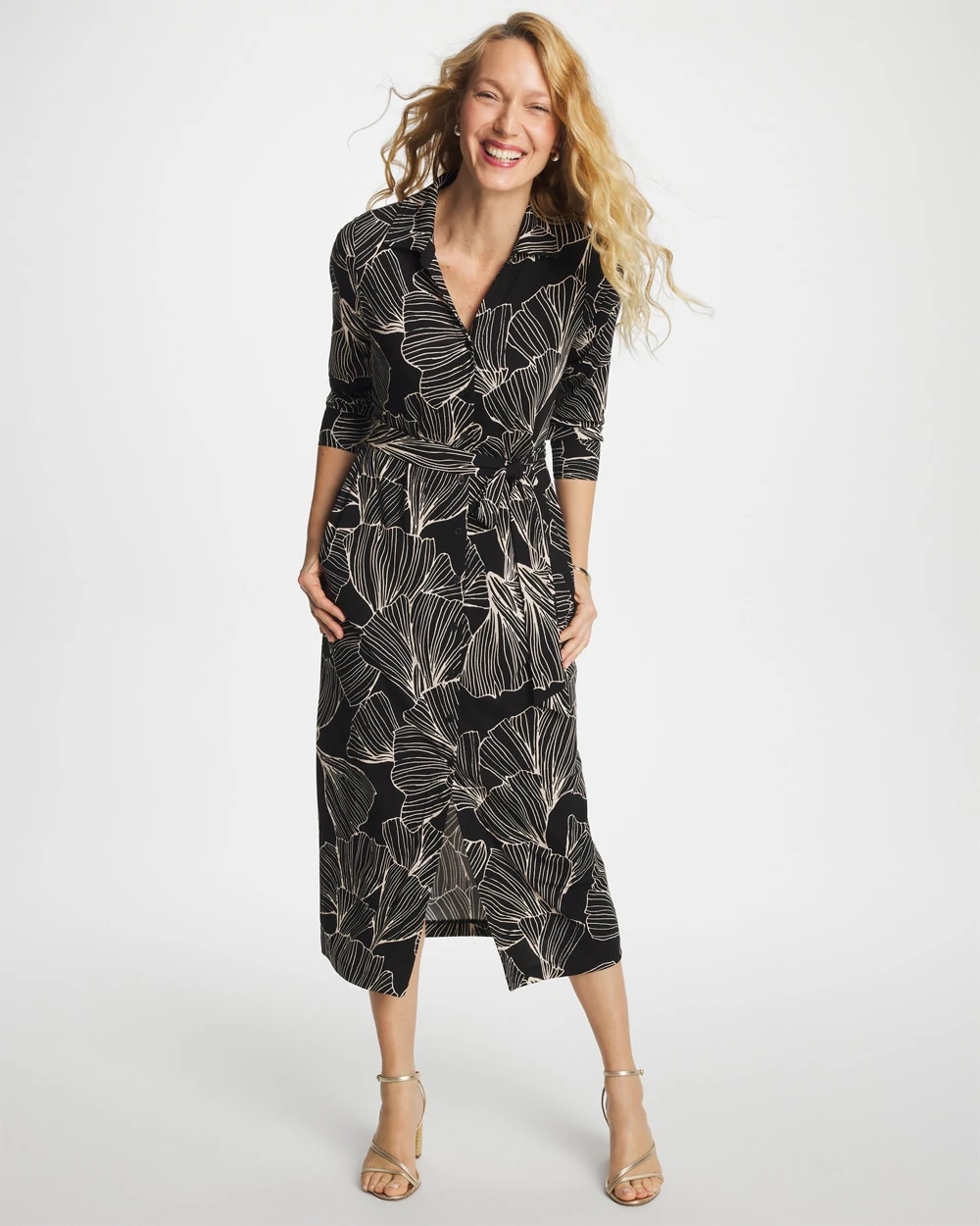 Women's Printed Knit Shirtdress in Black size 16/18-XL | Chico's Women's Printed Knit Shirtdress in Black size 16/18-XL | Chico's