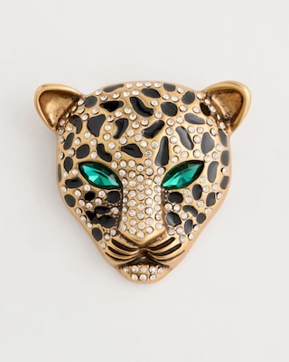 Green Eyed Leopard Brooch