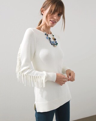 Fringe Sleeve Pullover Sweater