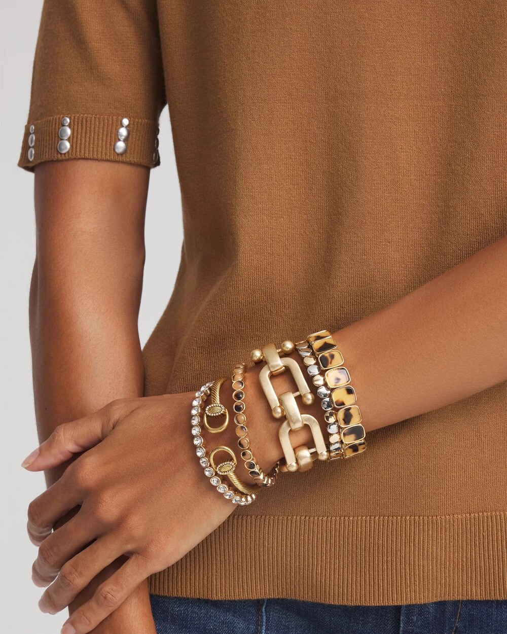 Equestrian Horsebit Goldtone Cuff Bracelet
