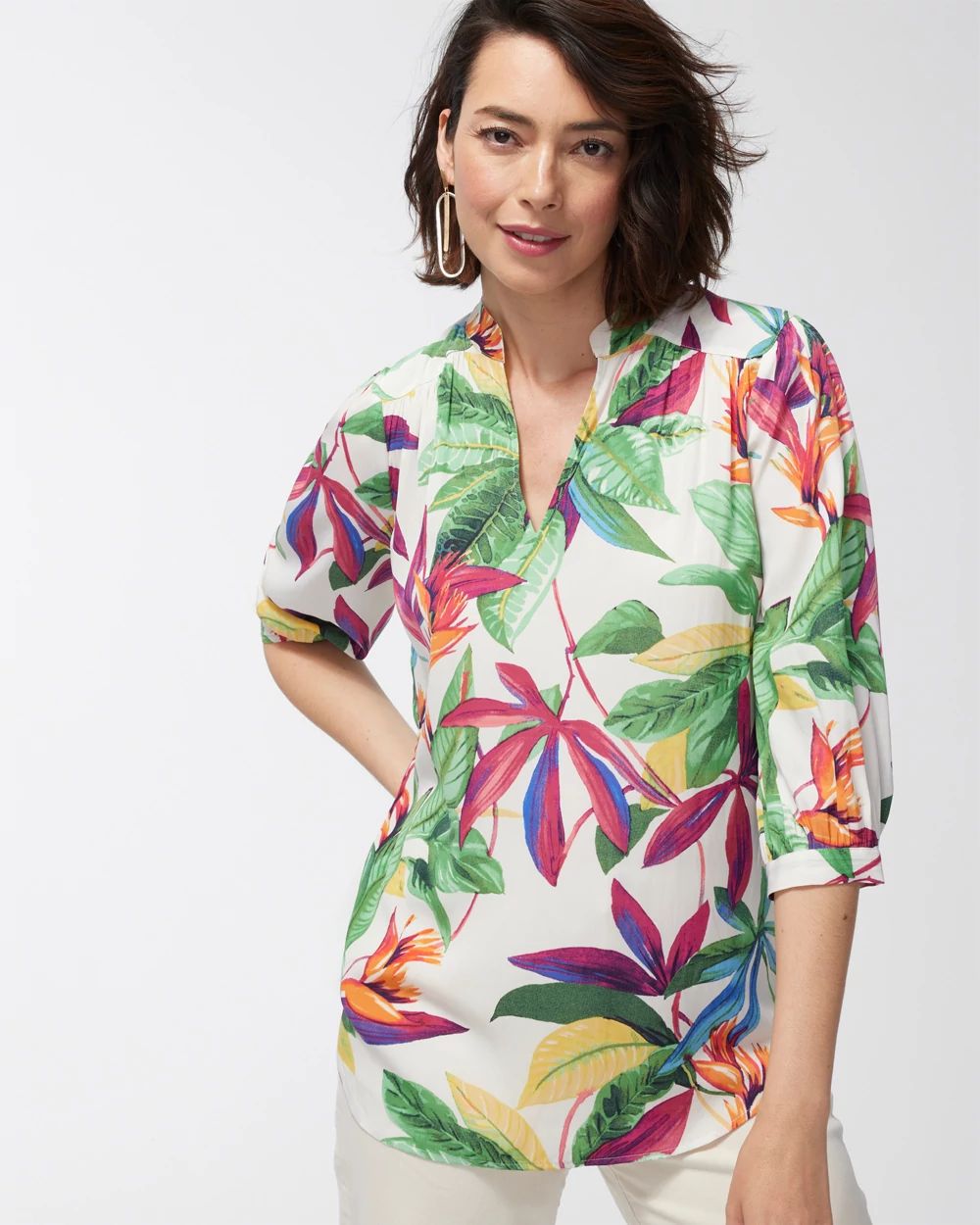 Floral Button Cuff Top