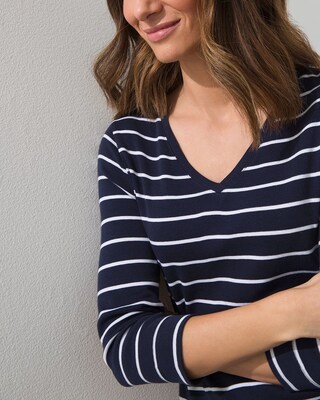 Pima Stripe V-Neck Tee