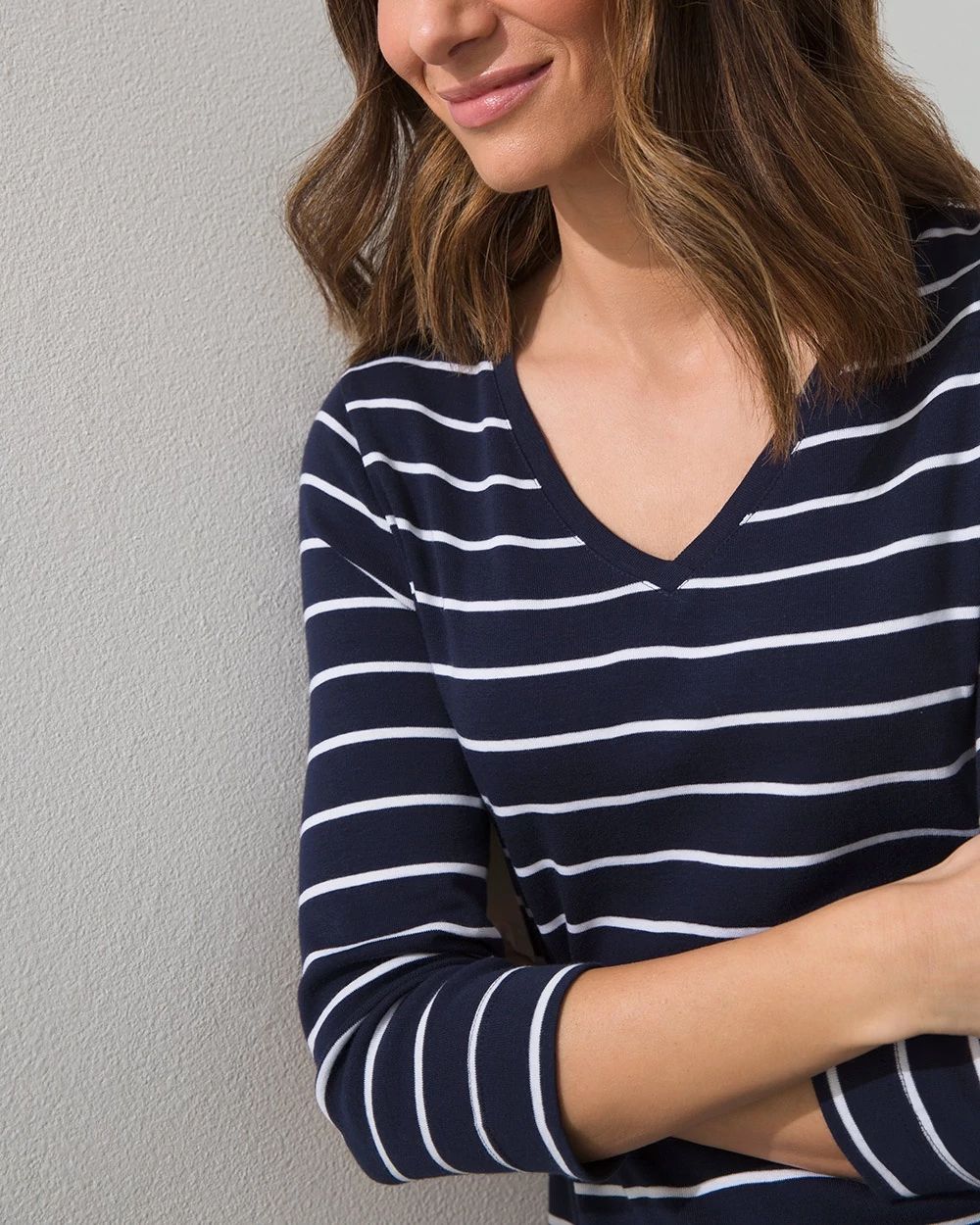 Pima Stripe V-Neck Tee