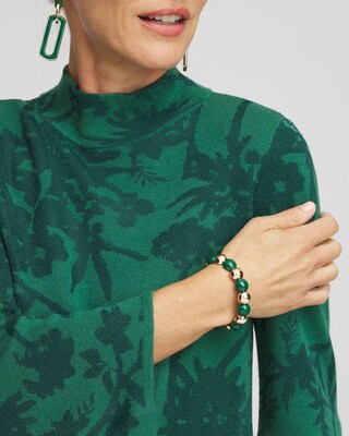 Green Beaded Stretch Bracelet