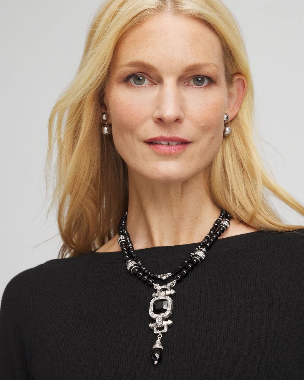 Convertible Black Bead Pendant Necklace