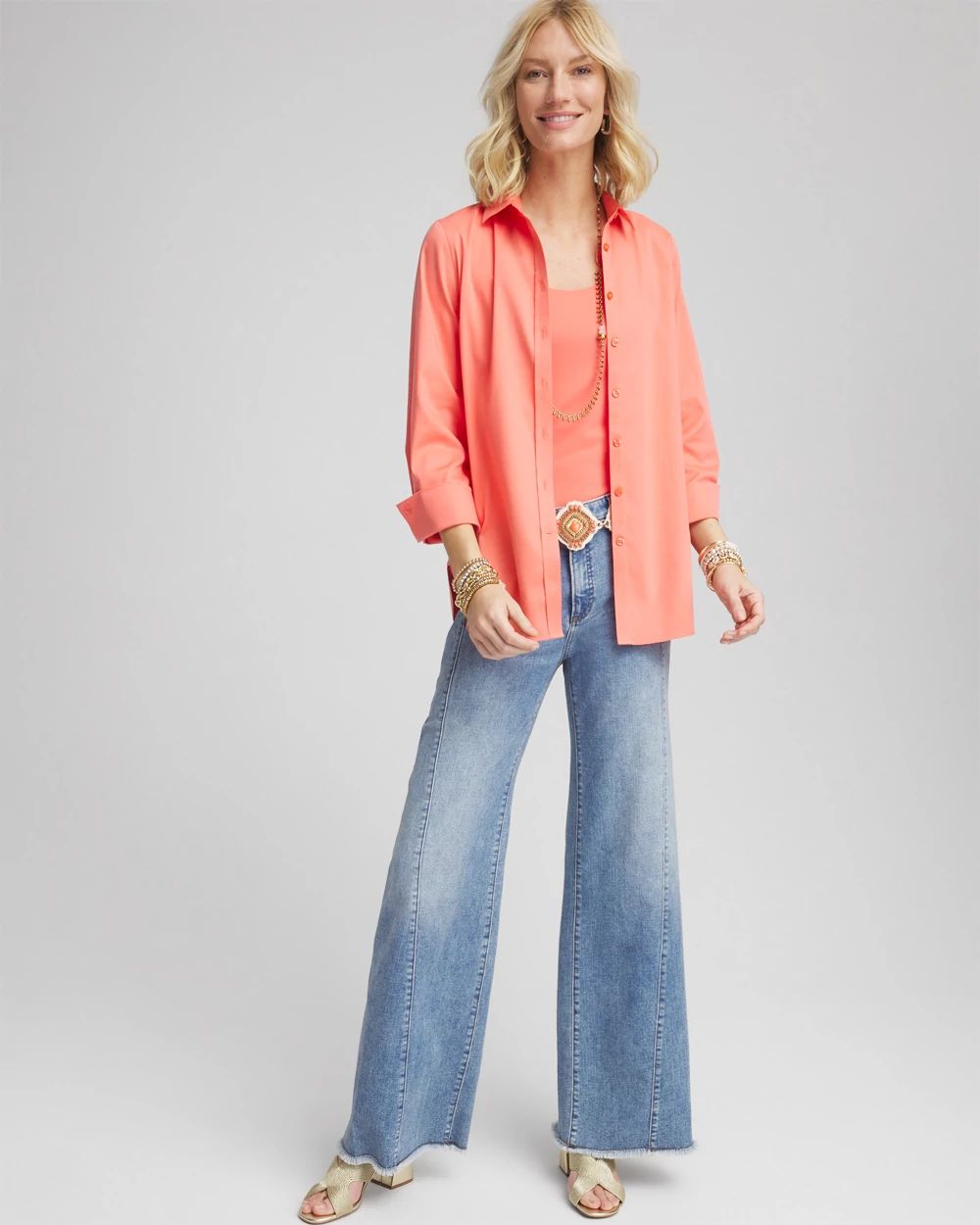 No Iron™ 3/4 Sleeve Stretch Shirt