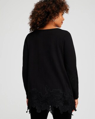 Cashmere Blend Lace Hem Pullover Sweater