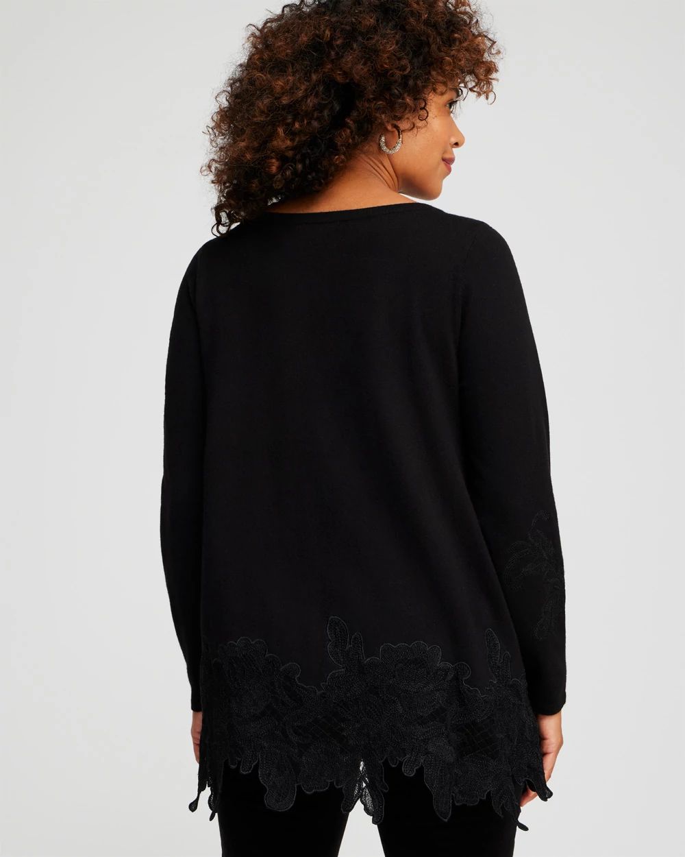 Cashmere Blend Lace Hem Pullover Sweater