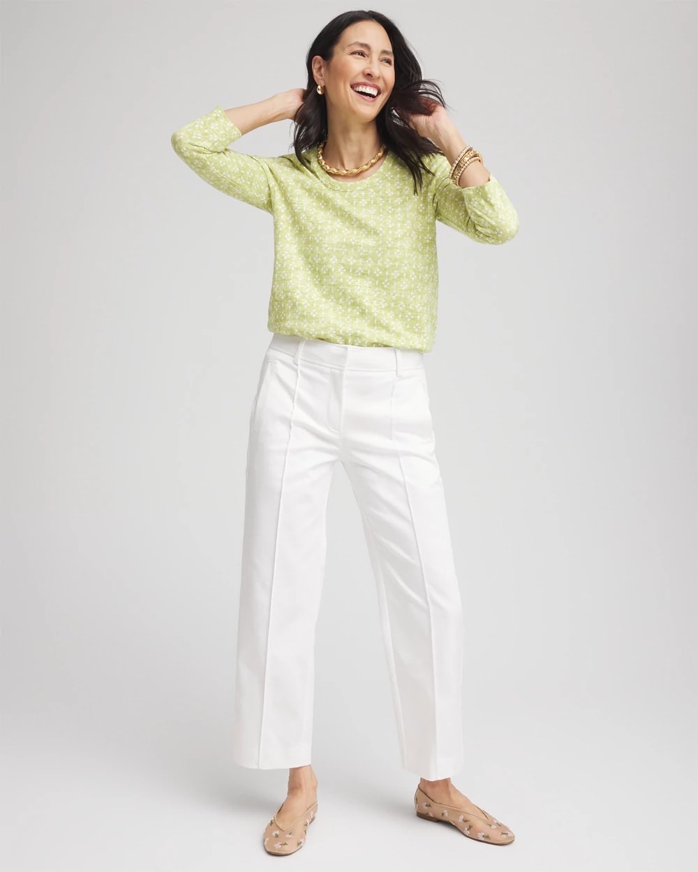 Stretch Sateen Straight Cropped Pants, photo 1 of 4