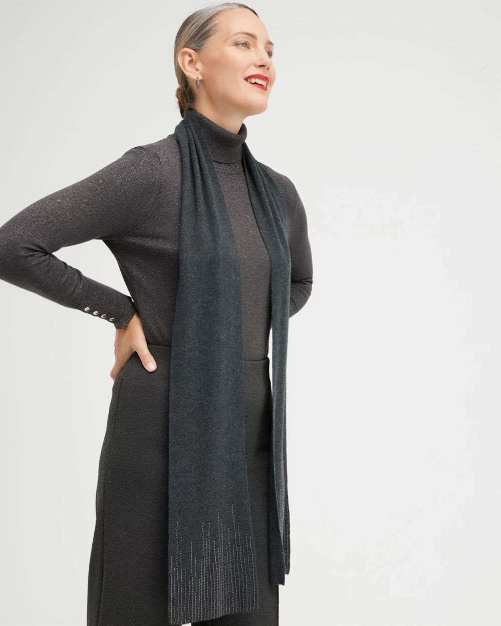 Cashmere Blend Embellished Scarf