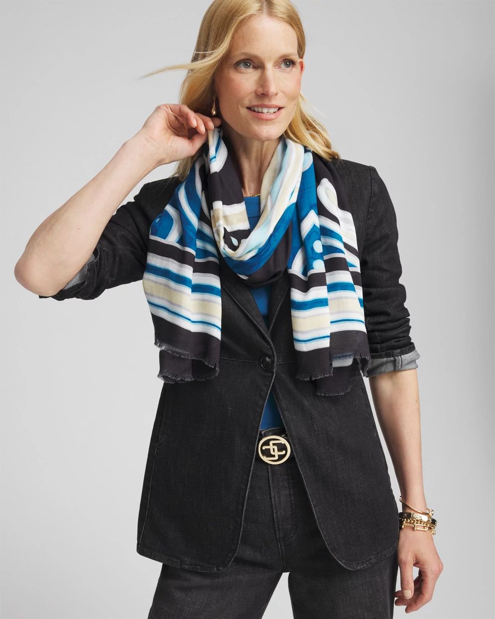 Abstract Floral Oblong Scarf