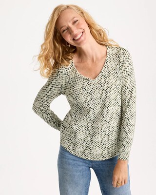 Ella V-Neck Printed Pullover Sweater