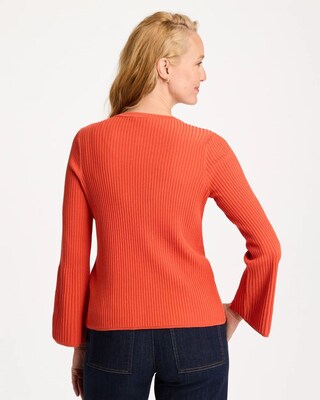 Ribbed Flare Sleeve Sweater click to view larger image.