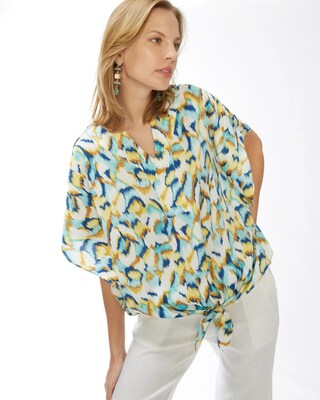 Ikat Tie-Front Top