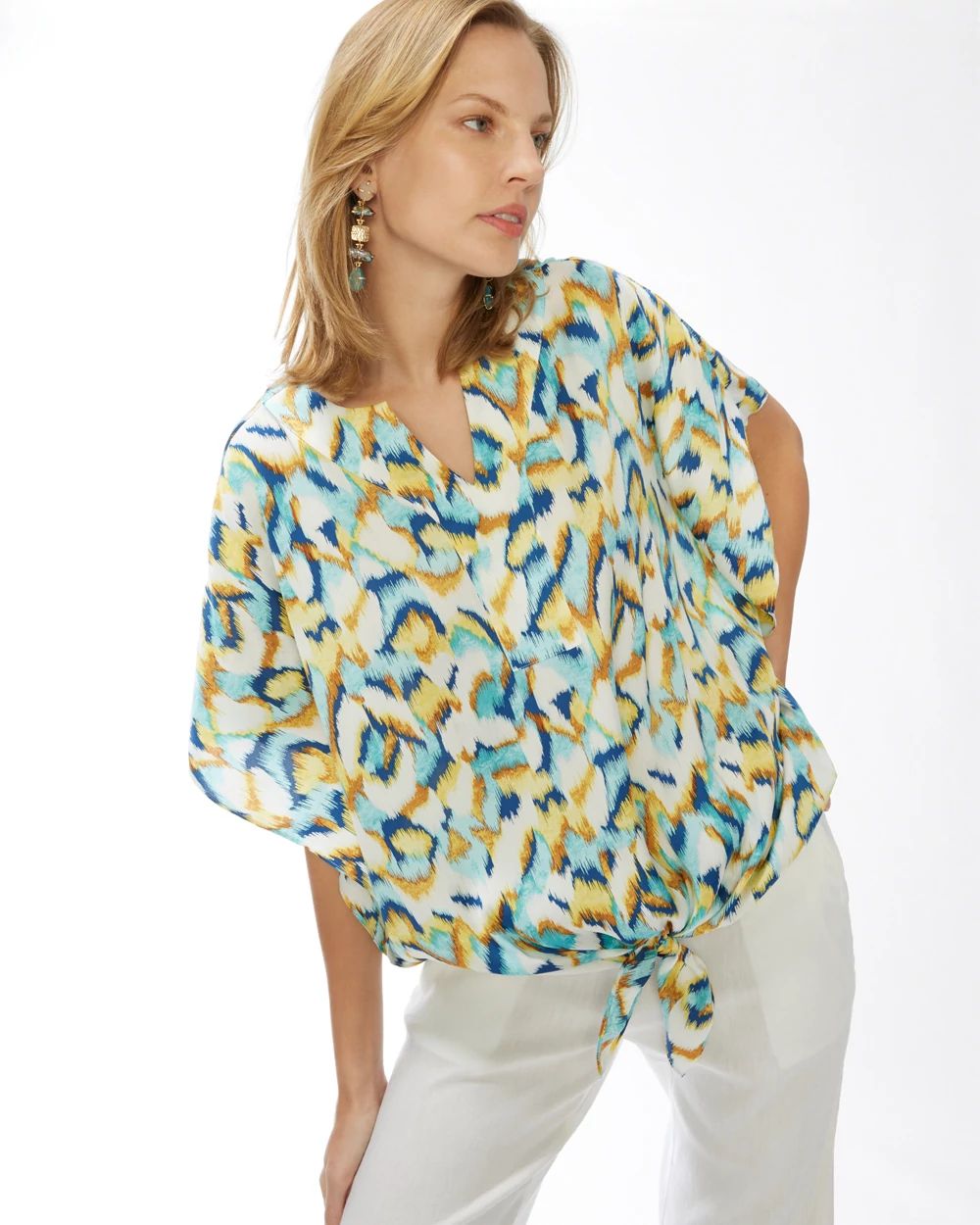 Ikat Tie-Front Top