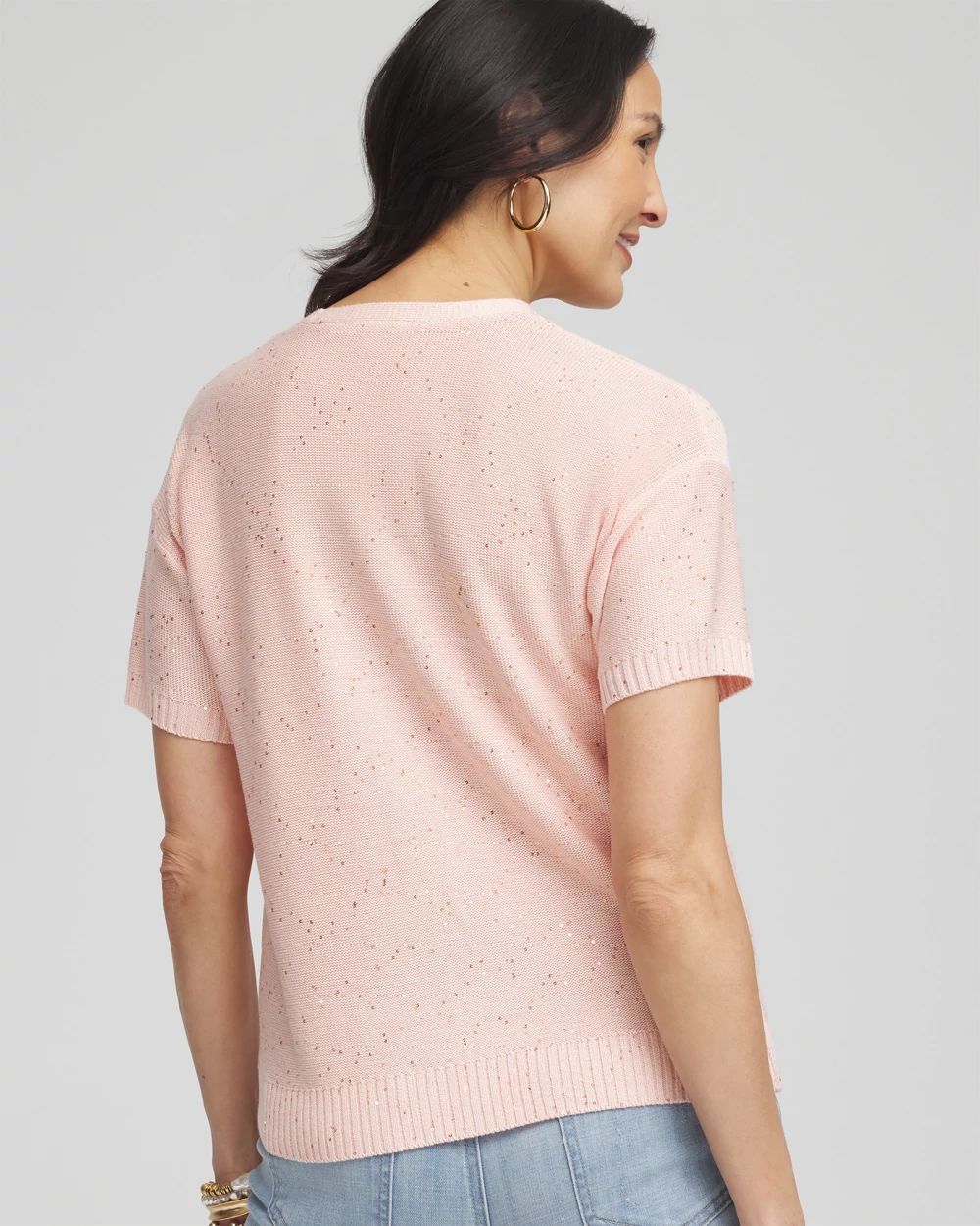 Sequin Short-Sleeved Cardigan