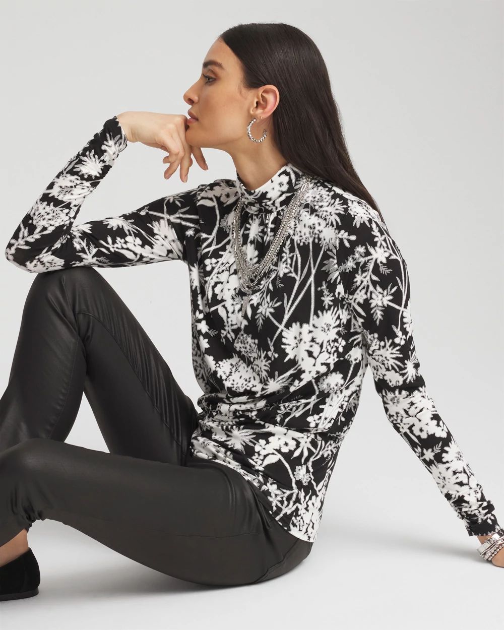Floral Print Banded Hem Top click to view larger image.