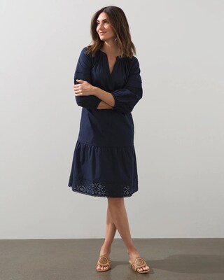 Poplin Contrast Hem Short Dress