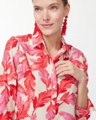 No Iron Stretch 3/4 Sleeve Feathers Shirt