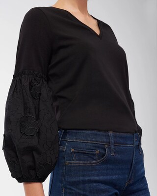 Knit Woven 3D Applique Top