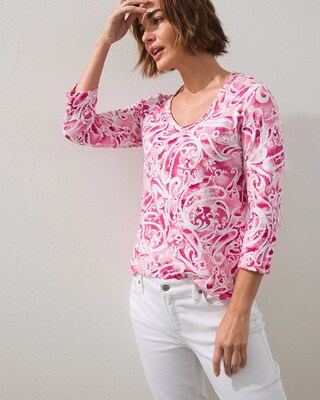 Rib Detail Paisley Slub Tee