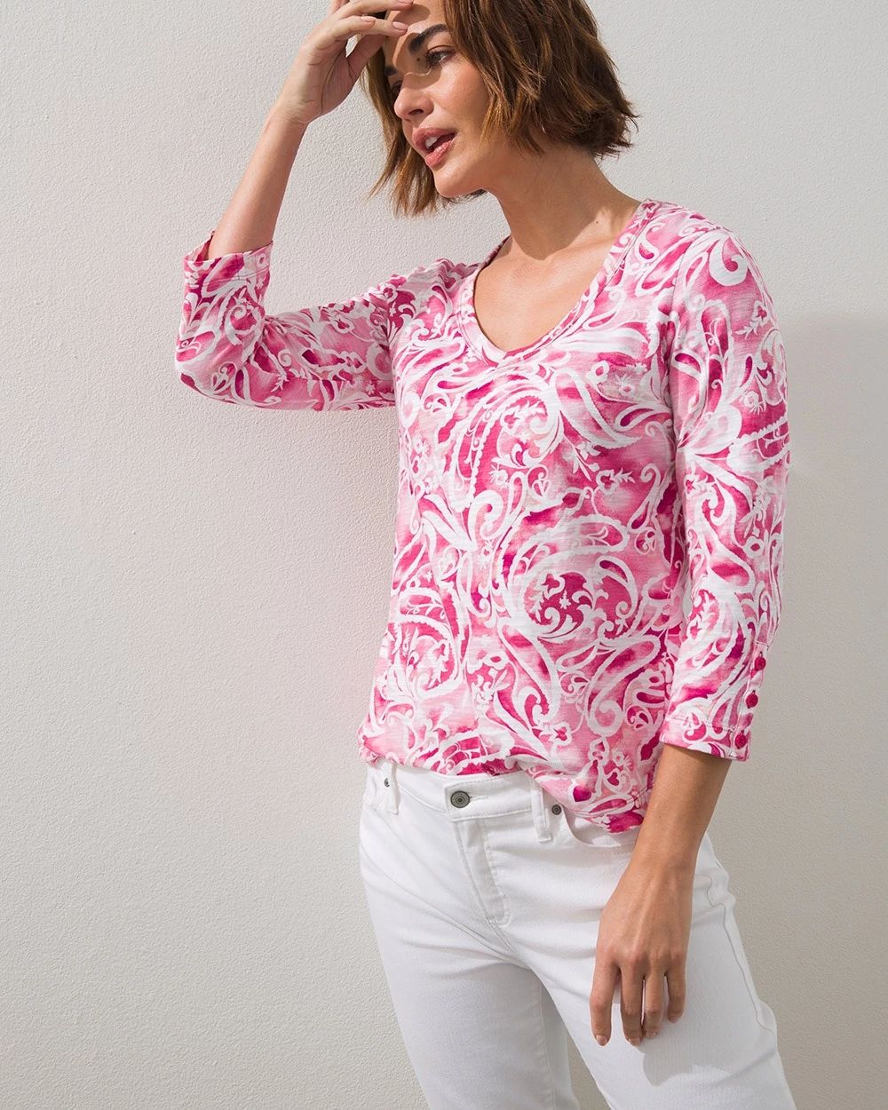 Rib Detail Paisley Slub Tee