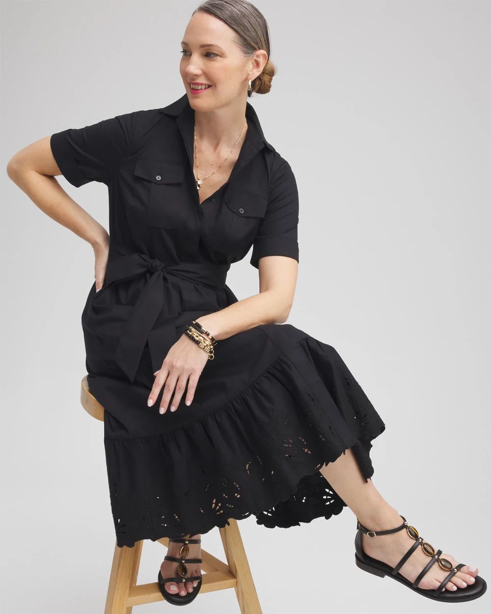 Poplin Cutout Shirt Dress