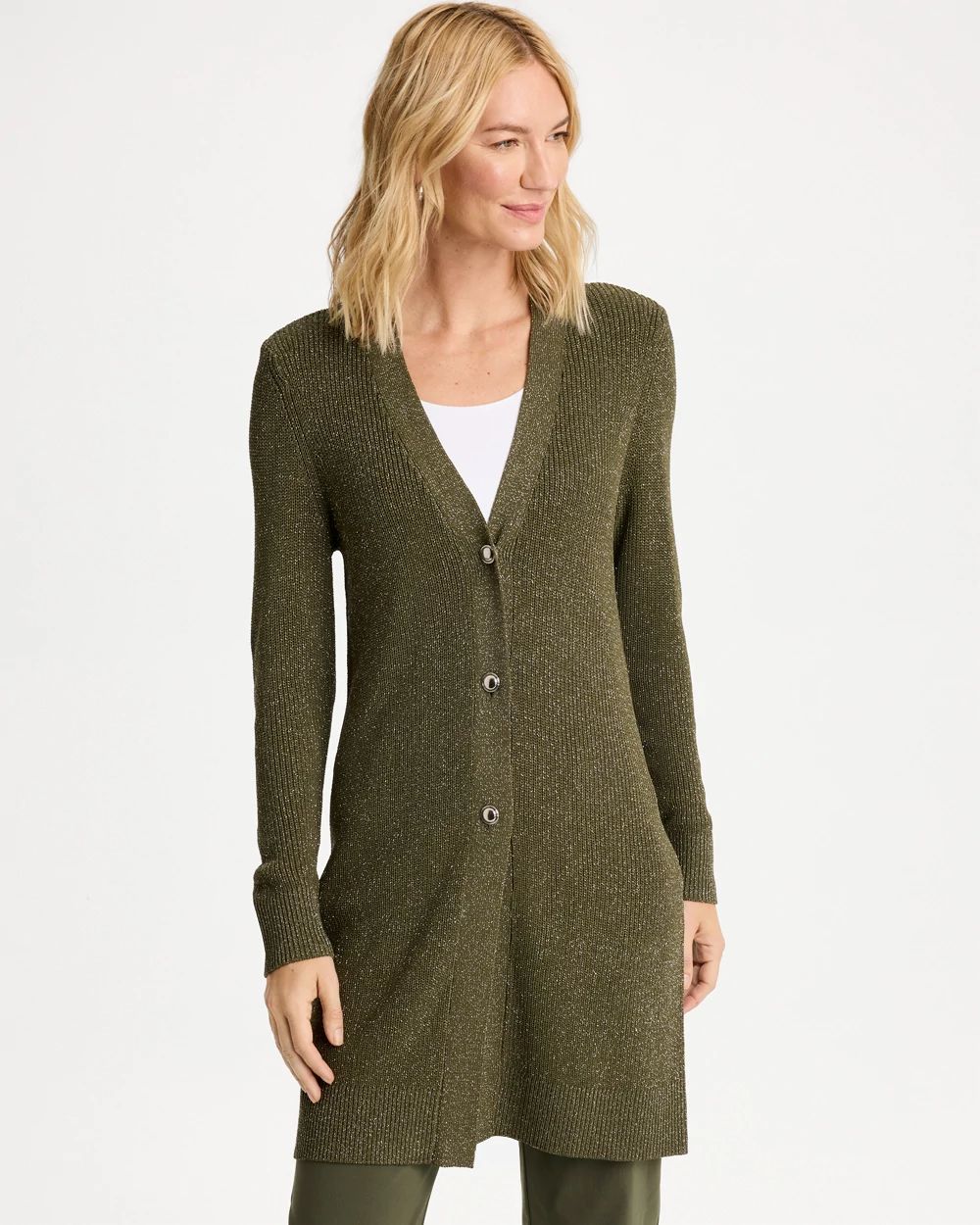 Belted Button-Front Sweater Coatigan