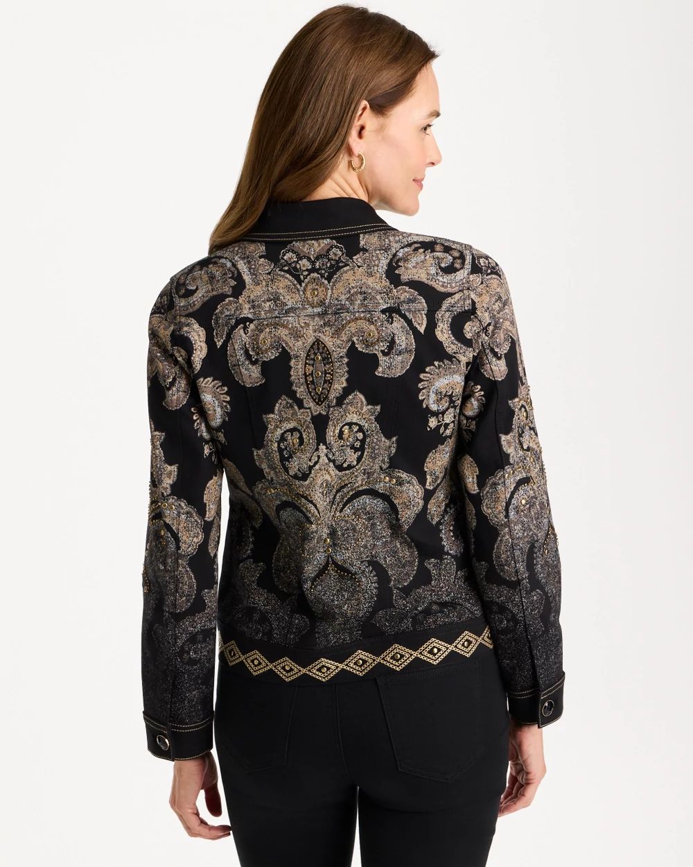 Embellished Artisanal Trucker Jacket click to view larger image.