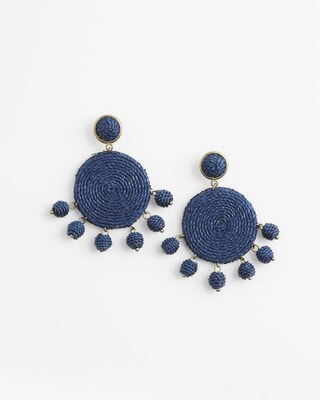 No Droop™ Navy Raffia Drop Earrings