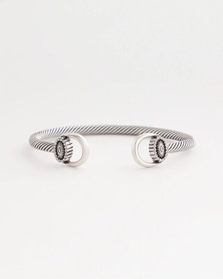 Equestrian Horsebit Silvertone Cuff Bracelet click to view larger image.
