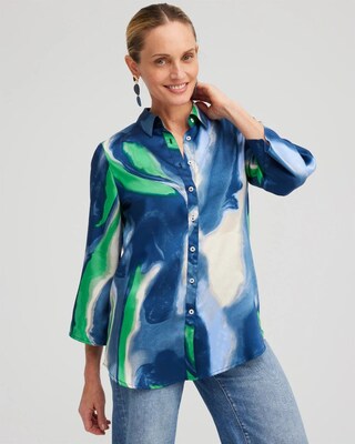 Drama Sleeve Swirl Print Top