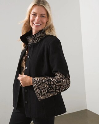 Embroidered Sleeve Wool Topper