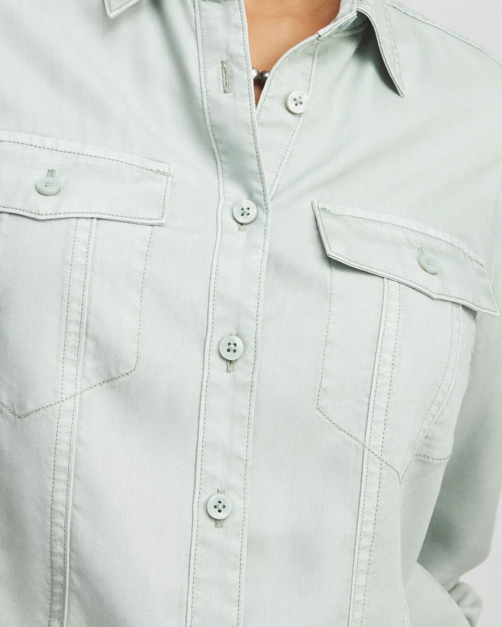 Split Cuff Denim Pocket Shirt
