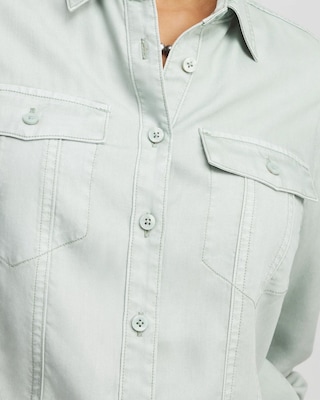 Split Cuff Denim Pocket Shirt