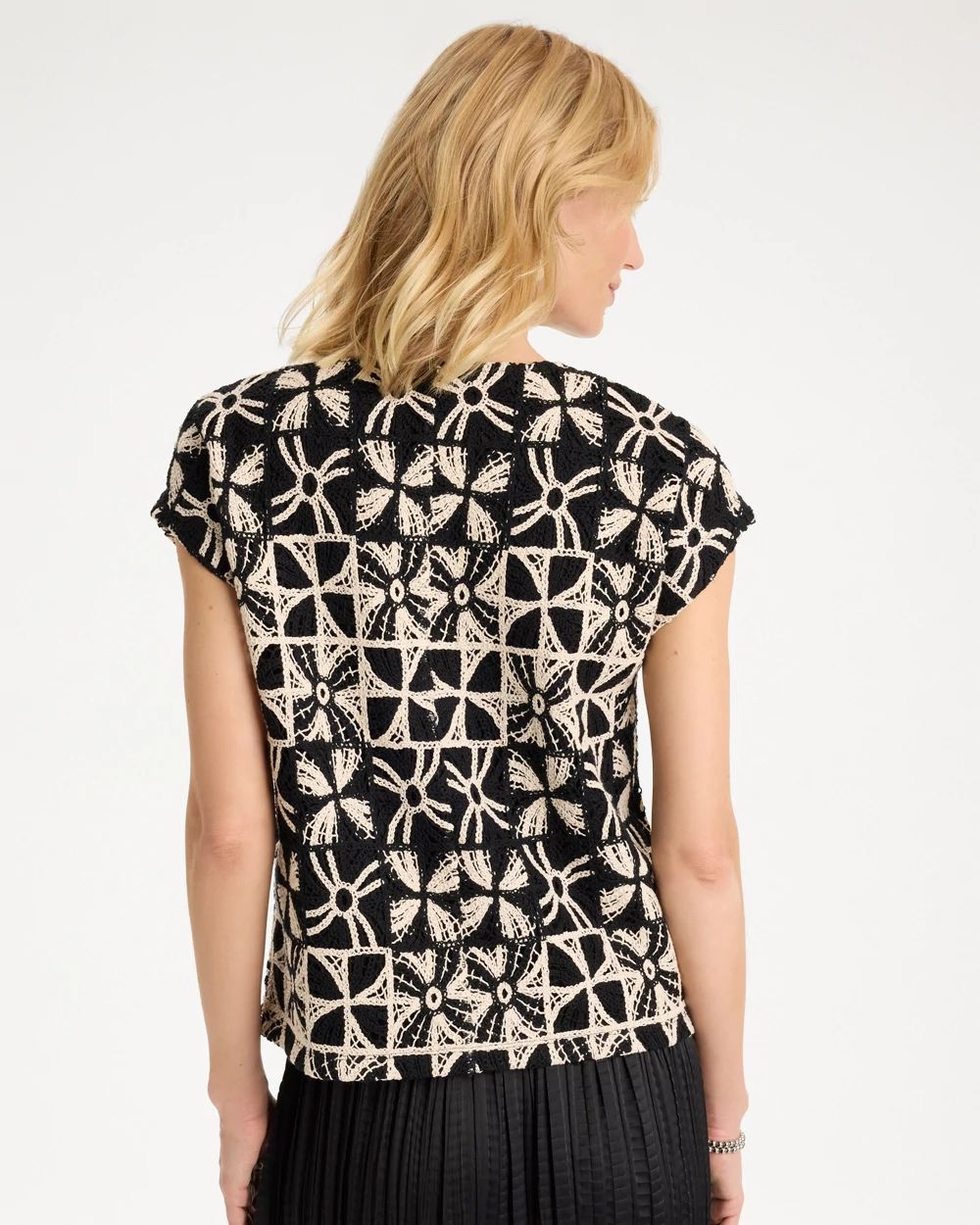 Cotton-Blend Crochet Dolman Tee click to view larger image.