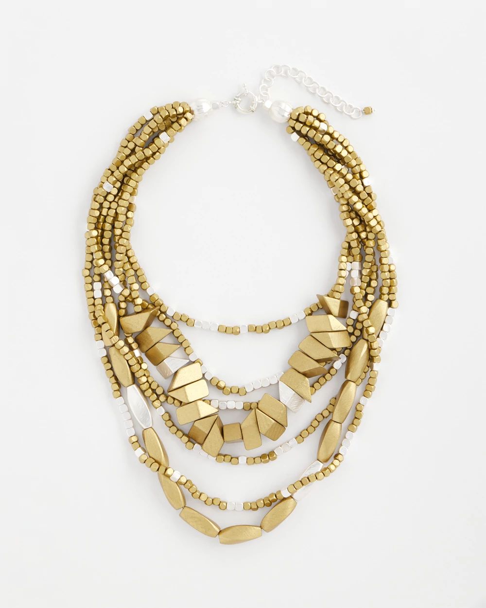 Layered Wood-Bead Bib Necklace